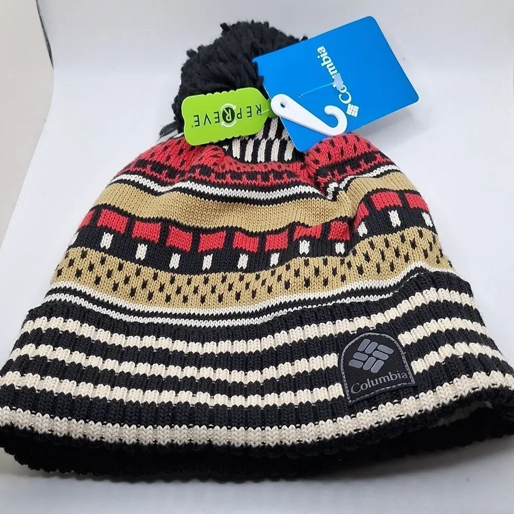 Columbia knit beanie Palmer Peak Pom Pom unisex printed fleece lined hat